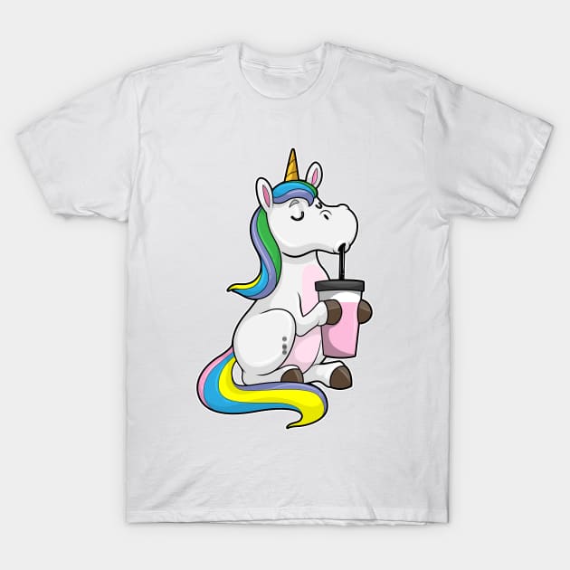 Unicorn with Bubble Tea T-Shirt by Markus Schnabel